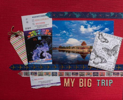 paper embellishments on scrapbook