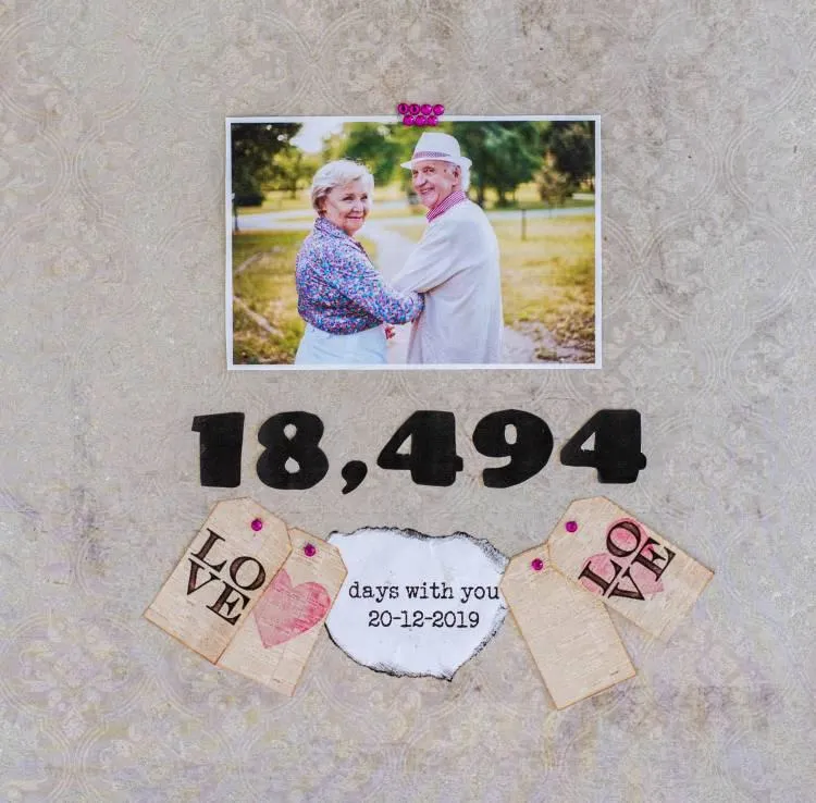 50th anniversary love story scrapbook layouts