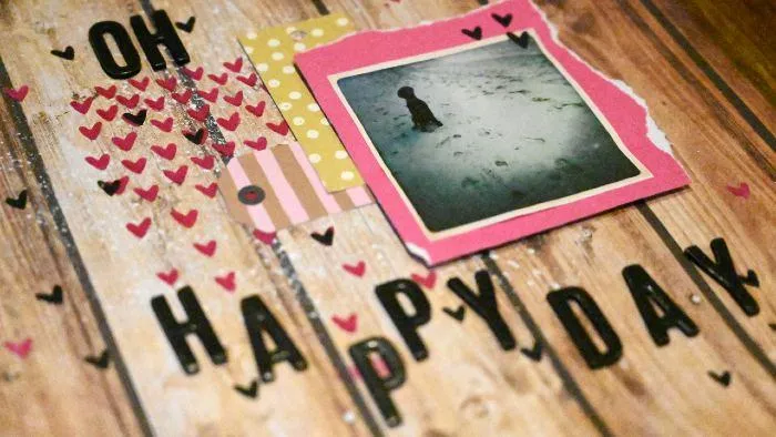 Plain patterned paper background partnered with bright shapes