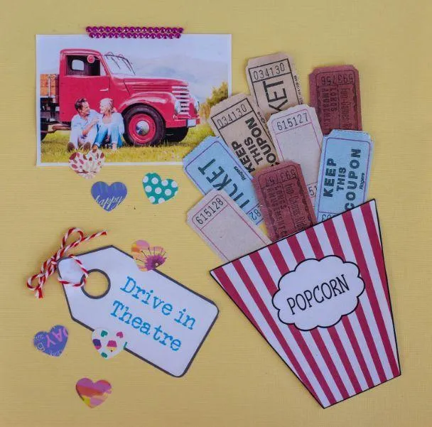 Scrapbooking page with memorabilia