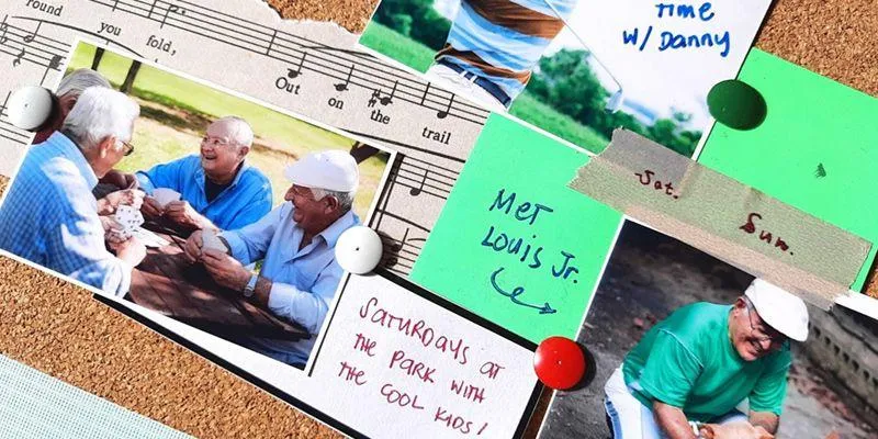 retirement scrapbook page idea corkboard background