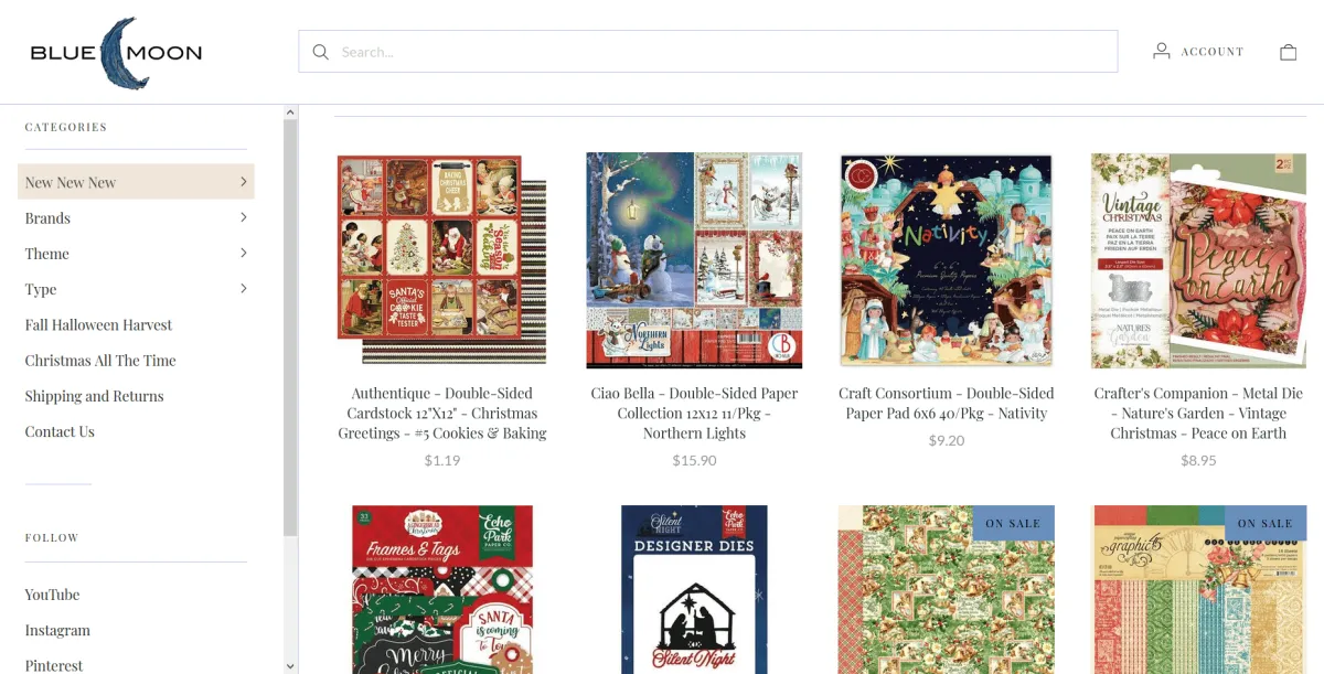 Holiday Categories from BlueMoon Scrapbooking Shop